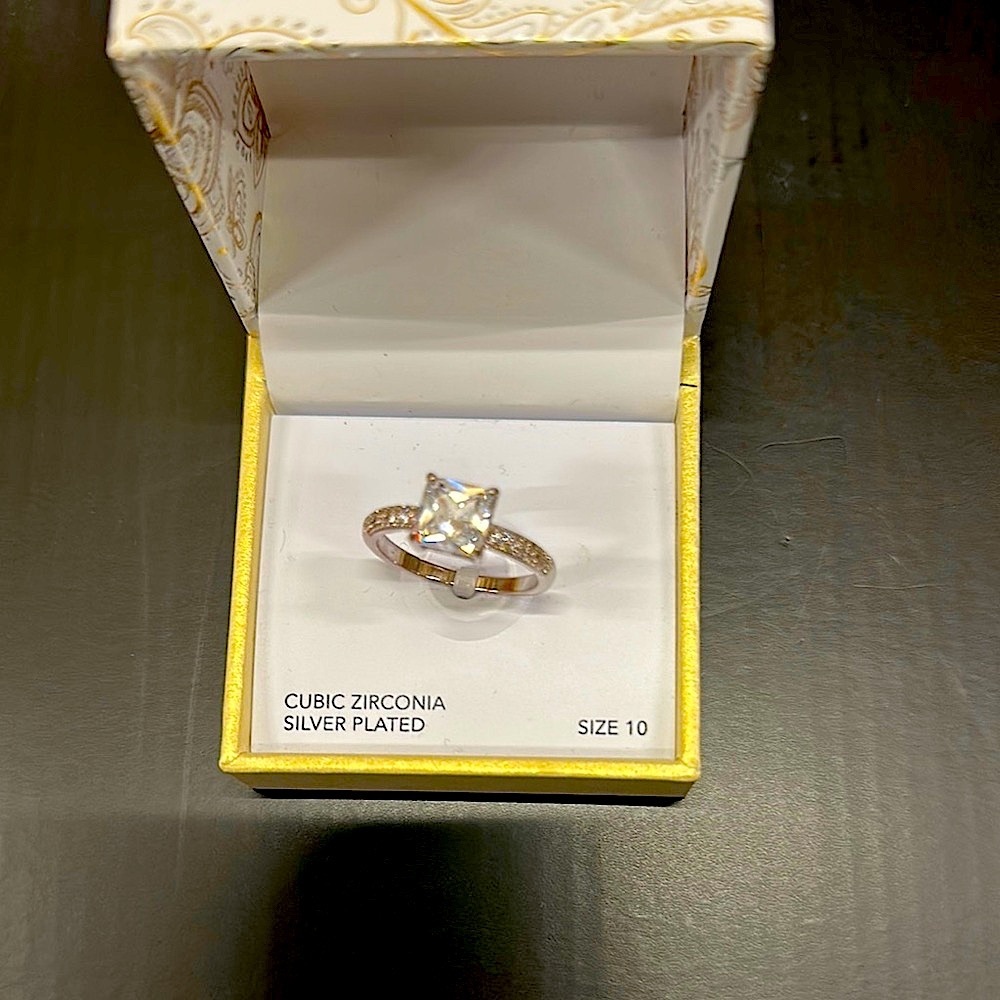 New!Charter Club Silver Plated Cubic Zirconia Ring